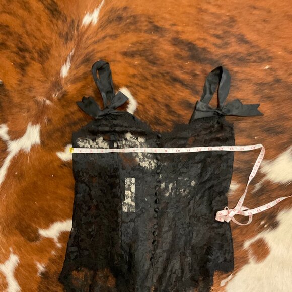 Victoria's Secret Gold Label Vintage lingerie Lace Teddy Bodysuit Size M Black - Picture 4 of 4